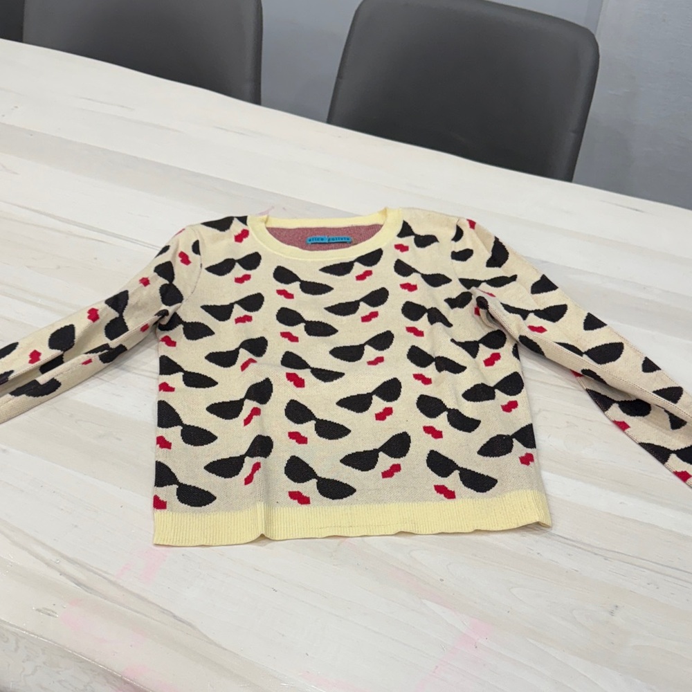 Patterned Sweater with Black and Red Accents